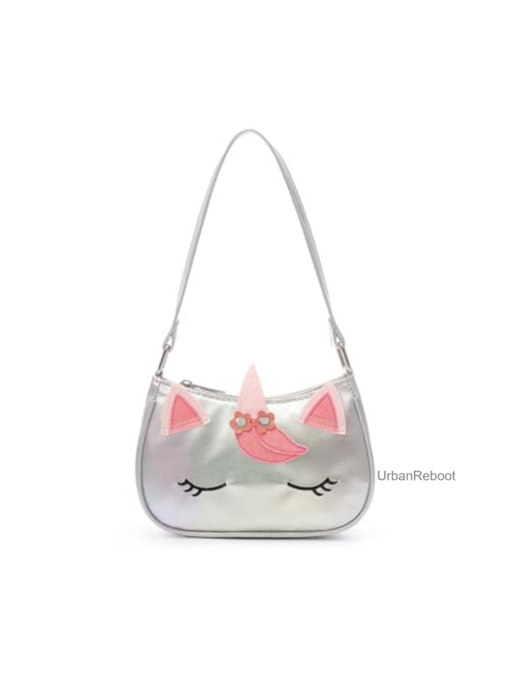 Girls Unicorn Print Faux Leather Shoulder Handbag Zipper Kids Purse